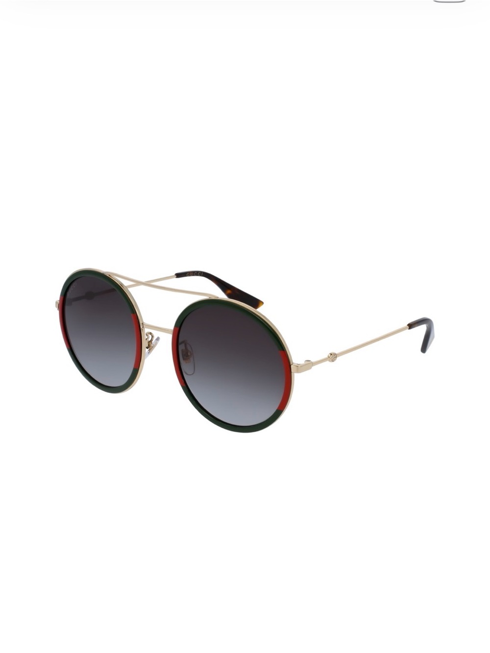 Gucci GG0061S 003 Round Green Red Web Gold Gradient Sunglasses 56mm + Case